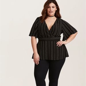 NWT Torrid Striped Crepe Tie Back Babydoll Top 0